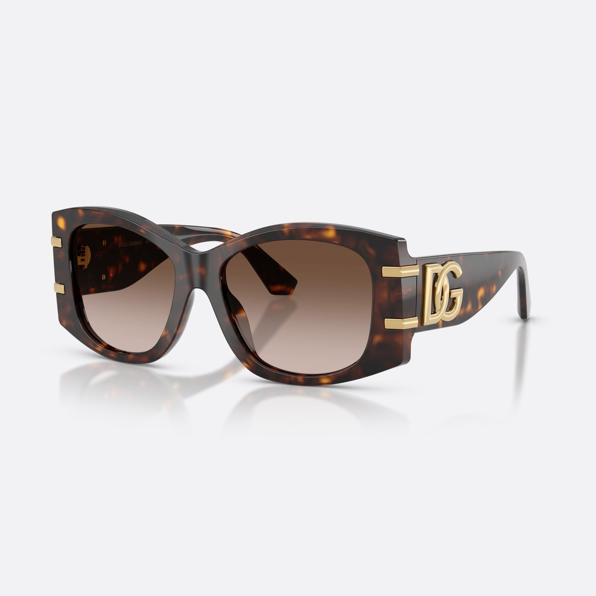 Ochelari de soare Dolce & Gabbana DG4501 502/13, fluture havana, pentru femei, punte simplă cu adâncitură centrală, brațe late cu placă