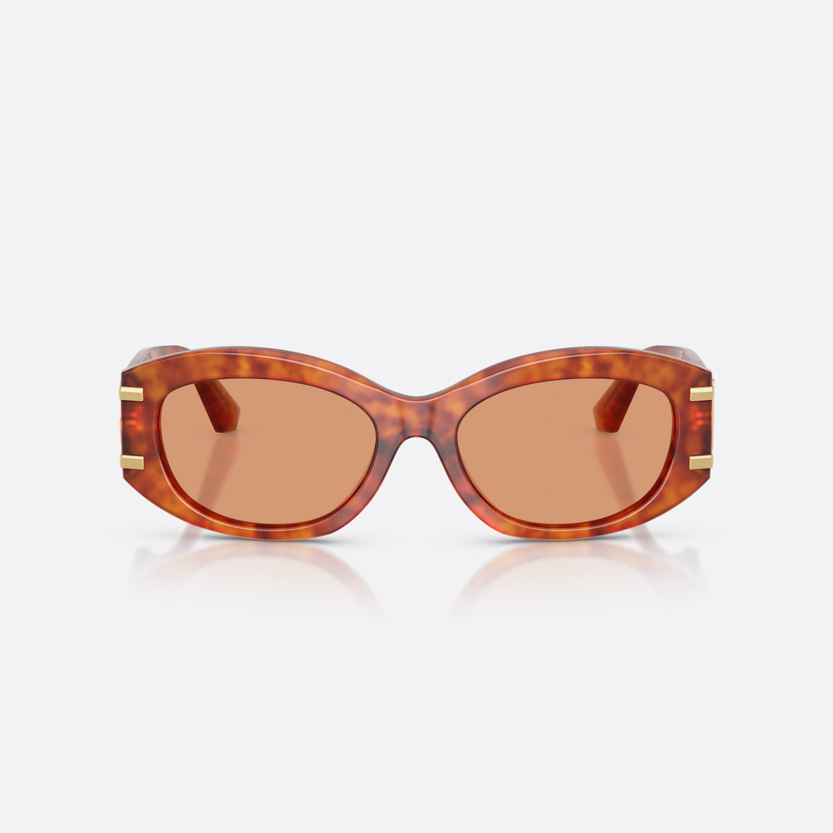 Dolce & Gabbana DG4502 3452/7 sunglasses, brown oval frame for women, plain integrated bridge, brand logo plaque on temple, front view