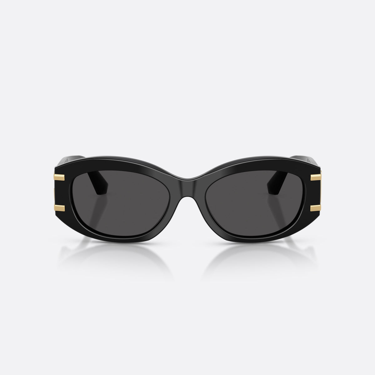 Dolce & Gabbana DG4502 501/87 sunglasses, black oval frame for women, plain bridge, brand logo on temple, full-rim frame, front view