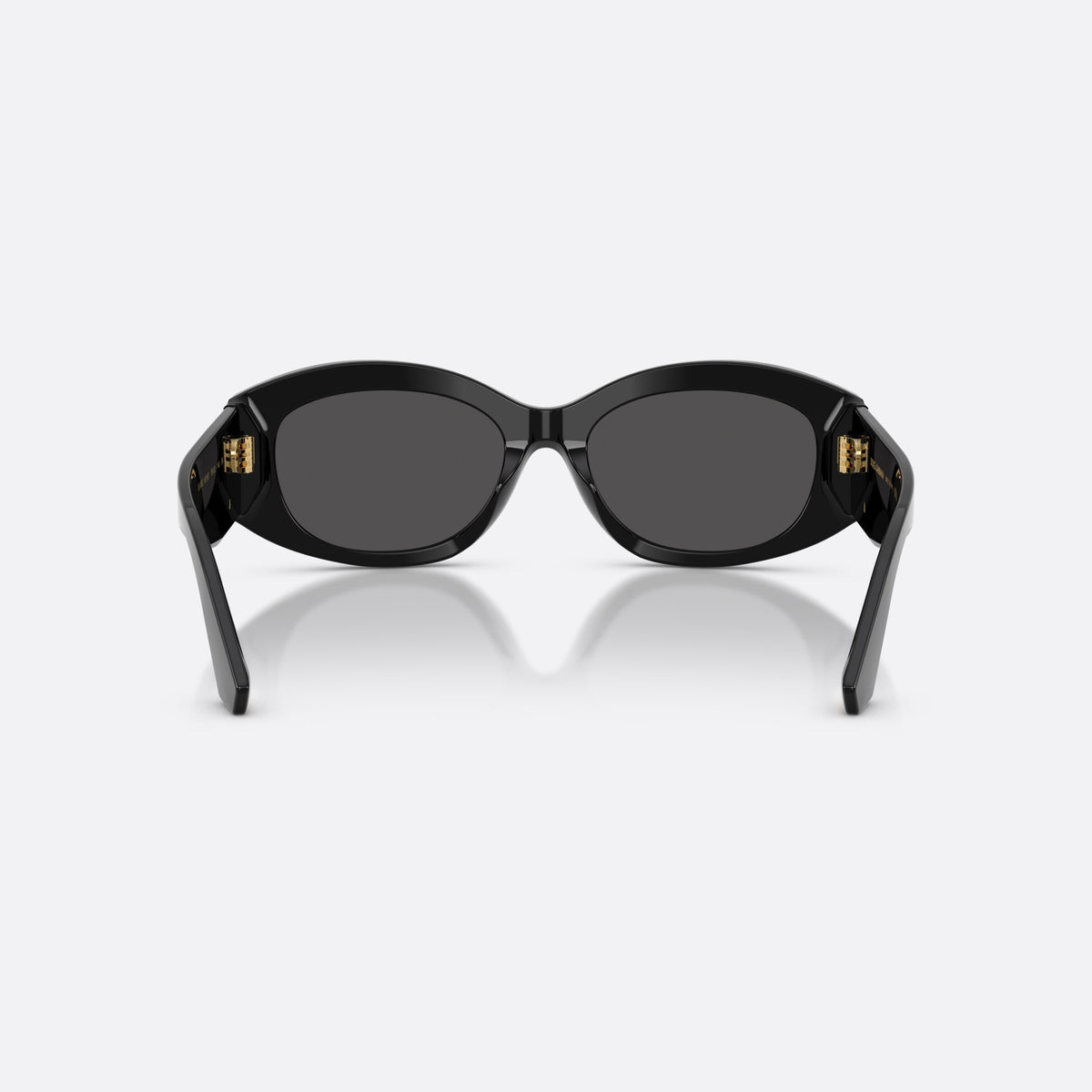 Dolce & Gabbana DG4502 501/87 sunglasses, black oval frame for women, plain bridge, brand logo on temple, full-rim frame, back view