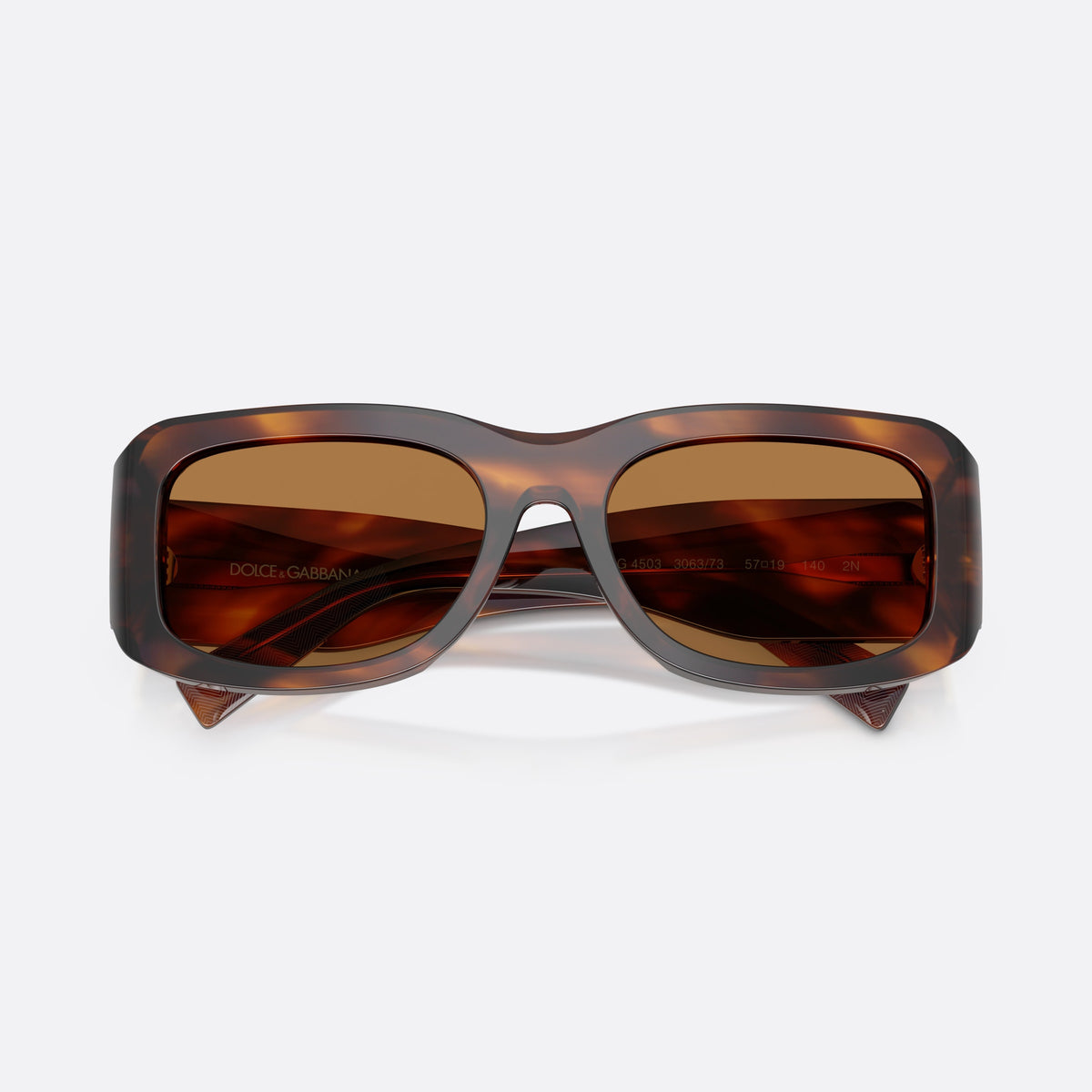 Ochelari de soare Dolce & Gabbana DG4503 306373, rectangulari havana, pentru bărbați, punte simplă cu partea superioară curbată, ramă completă, cu brațele pliate
