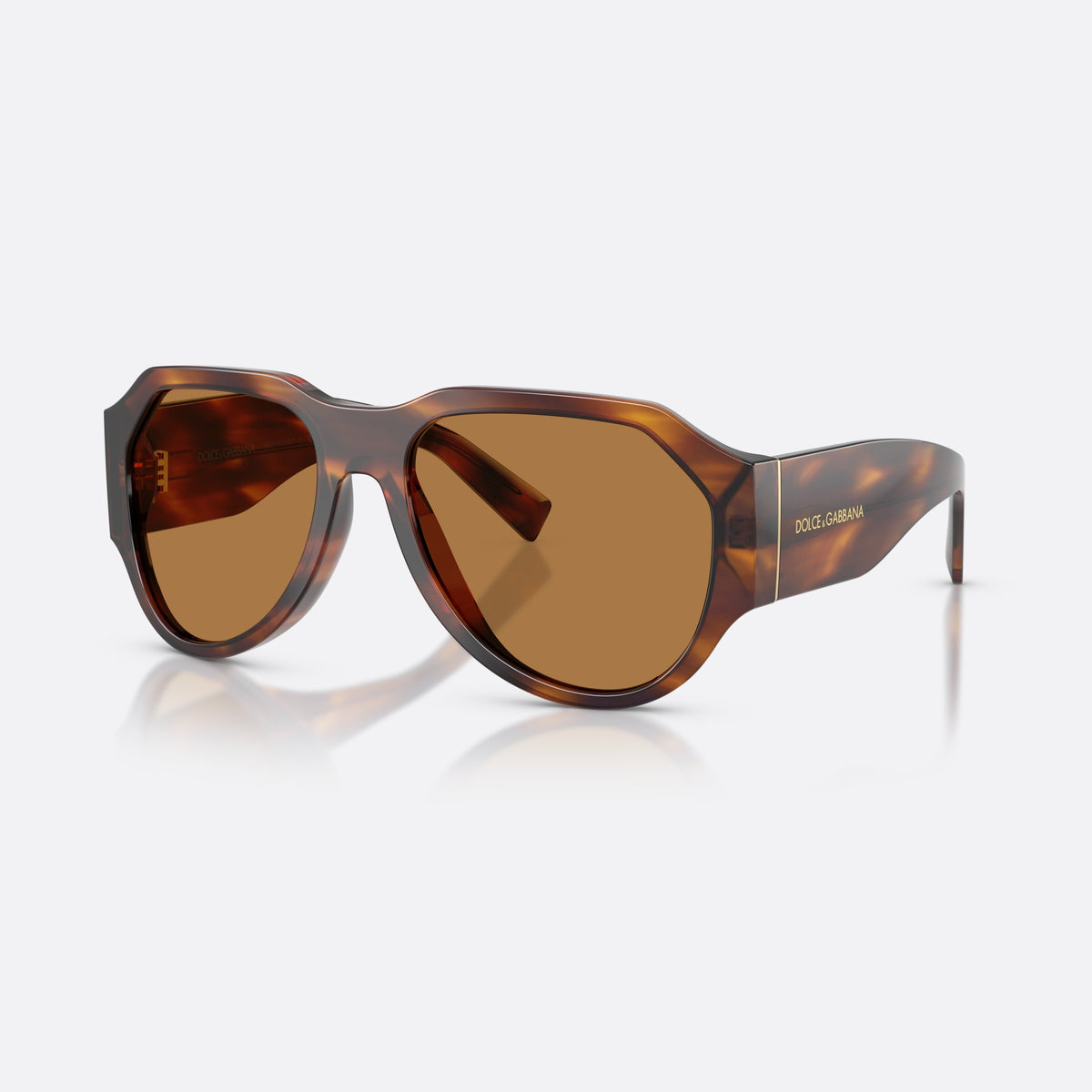 Dolce & Gabbana DG4504 306373 sunglasses, havana pilot frame for men, plain bridge, brand logo on temple