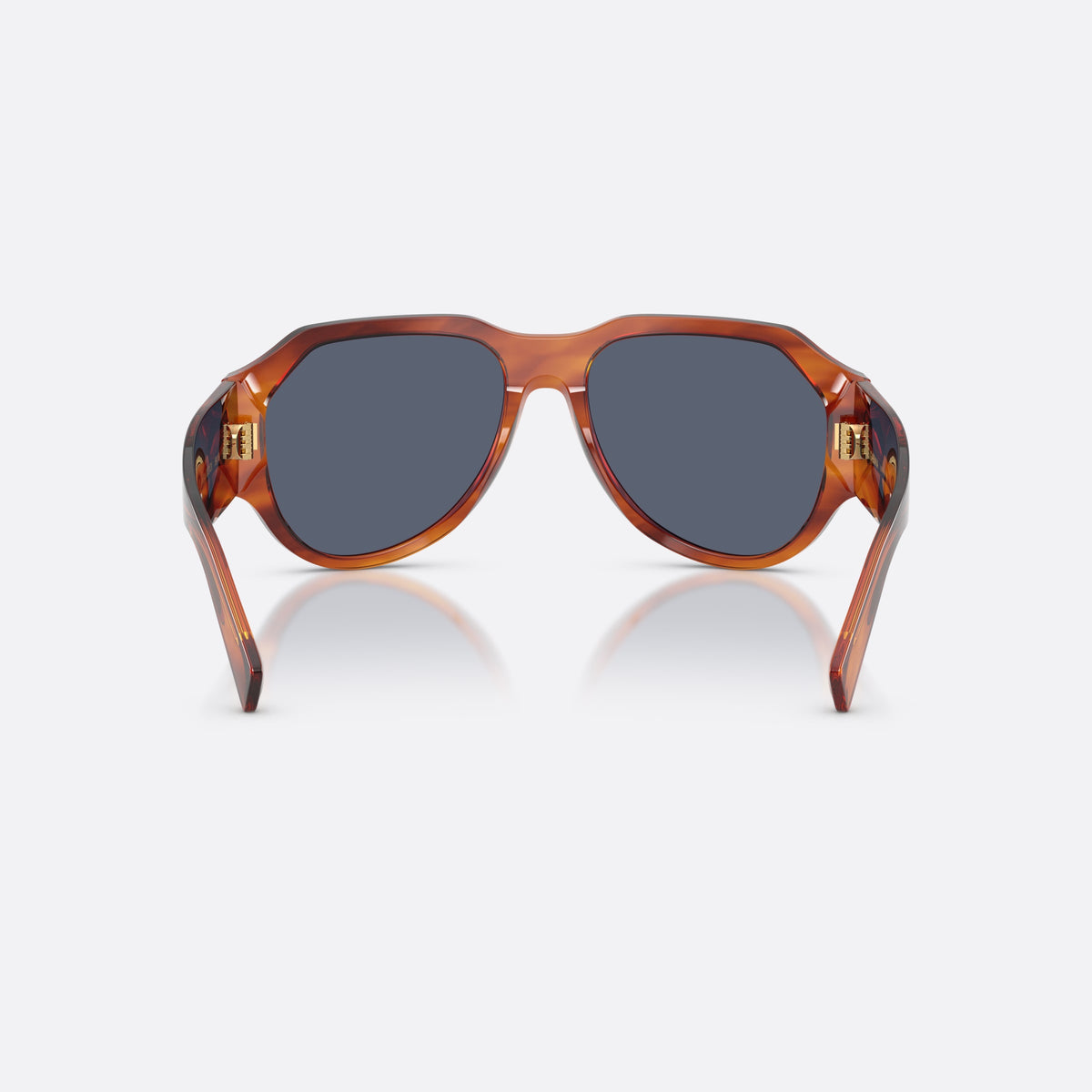 Ochelari de soare Dolce & Gabbana DG4504 32212V, pilot maro, pentru bărbați, punte simplă, litere ale brandului pe brațe, ramă completă, vedere din spate