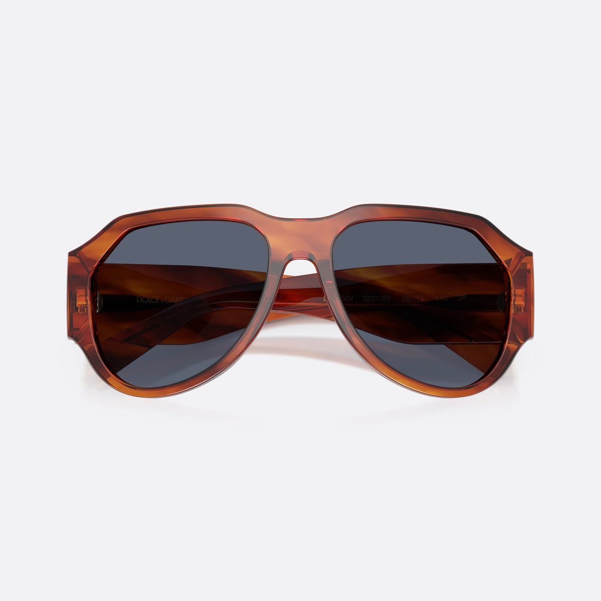 Ochelari de soare Dolce & Gabbana DG4504 32212V, pilot maro, pentru bărbați, punte simplă, litere ale brandului pe brațe, ramă completă, cu brațele pliate