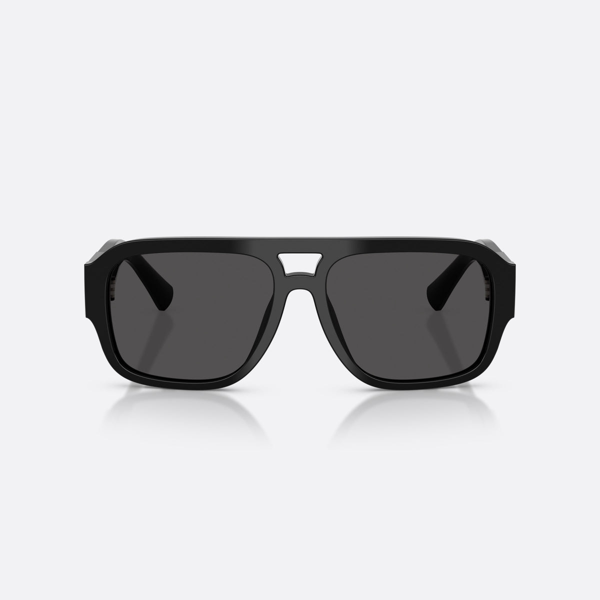 Dolce & Gabbana DG4506 501/87 sunglasses, black pilot frame for men, double bridge with open window, wide tapered temples, front view