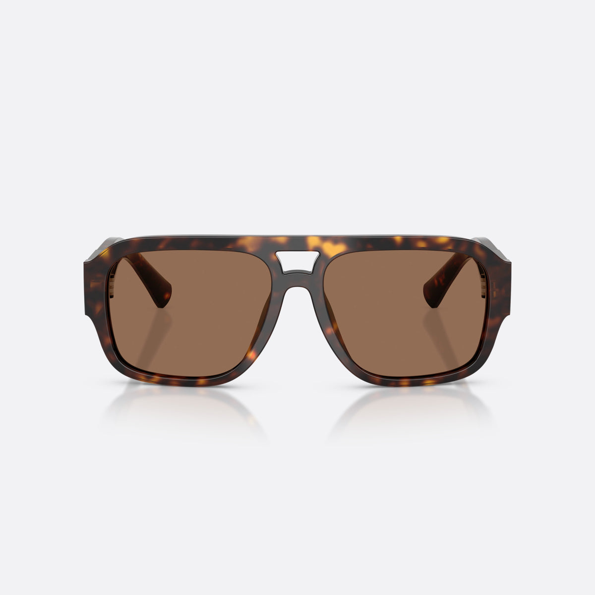 Dolce & Gabbana DG4506 502/73 sunglasses, havana pilot frame for men, keyhole bridge, silver-tone plaque on temple, front view