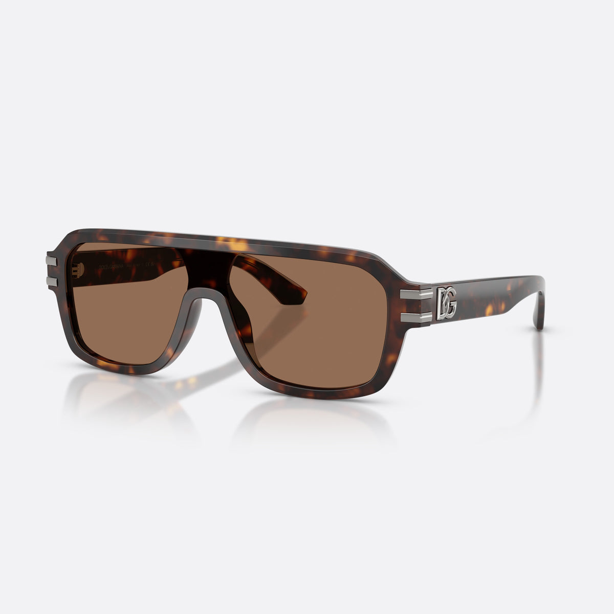 Dolce & Gabbana DG4507 502/73 sunglasses, havana pilot frame for men, integrated plain bridge, brand logo on temple