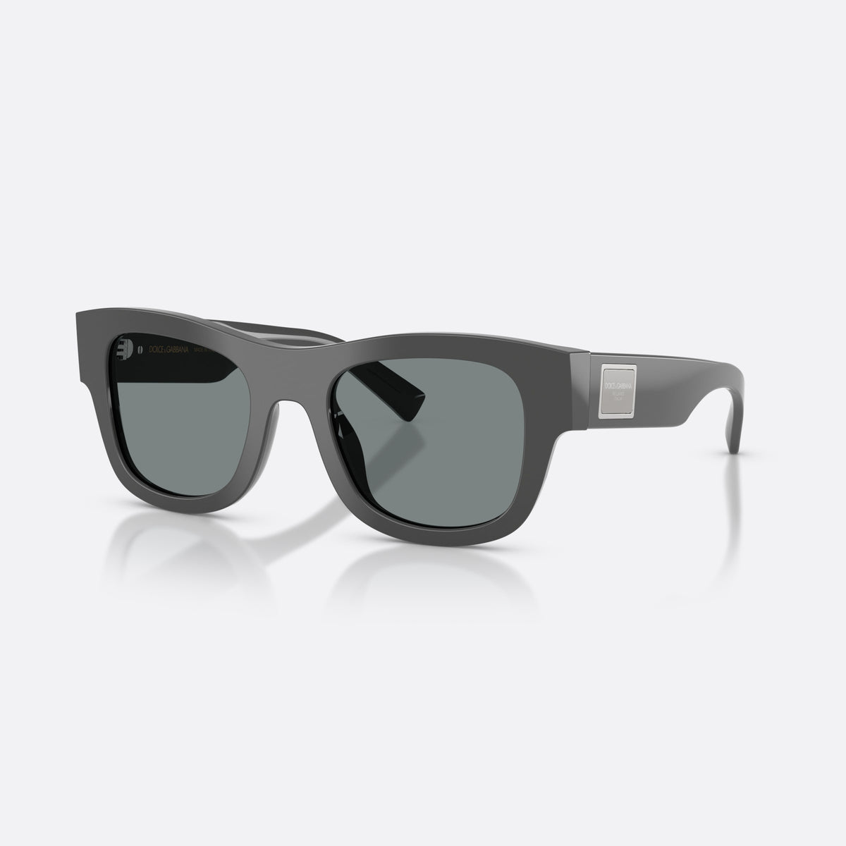 Dolce & Gabbana DG4509 3090/1 sunglasses, grey square frame for men, plain bridge, brand logo on plaque, full-rim frame