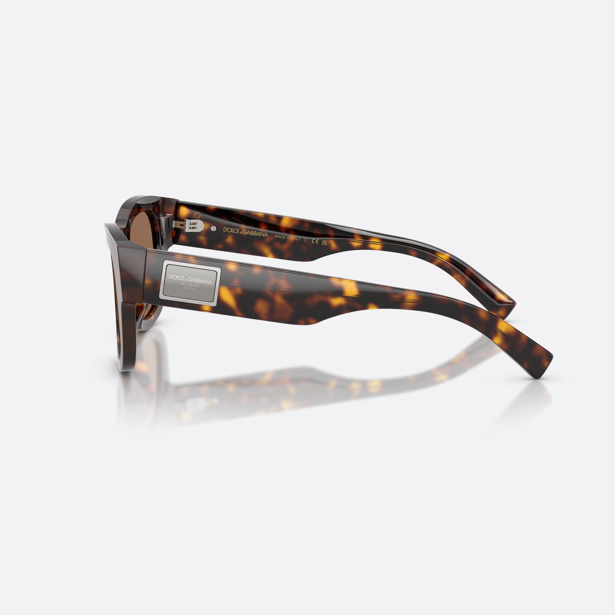 Dolce & Gabbana DG4509 502/73 sunglasses, havana square frame for men, plain bridge, integrated into frame, full-rim frame, side view