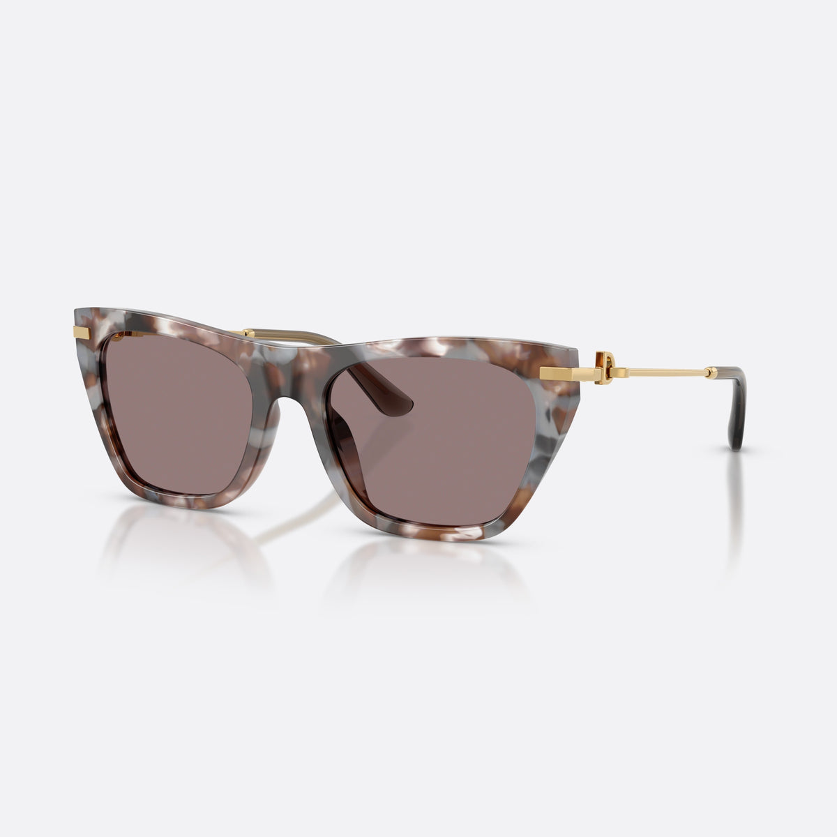 Dolce & Gabbana DG4511 34457N sunglasses, havana square frame for women, keyhole bridge, gold-tone brand plaque on temple