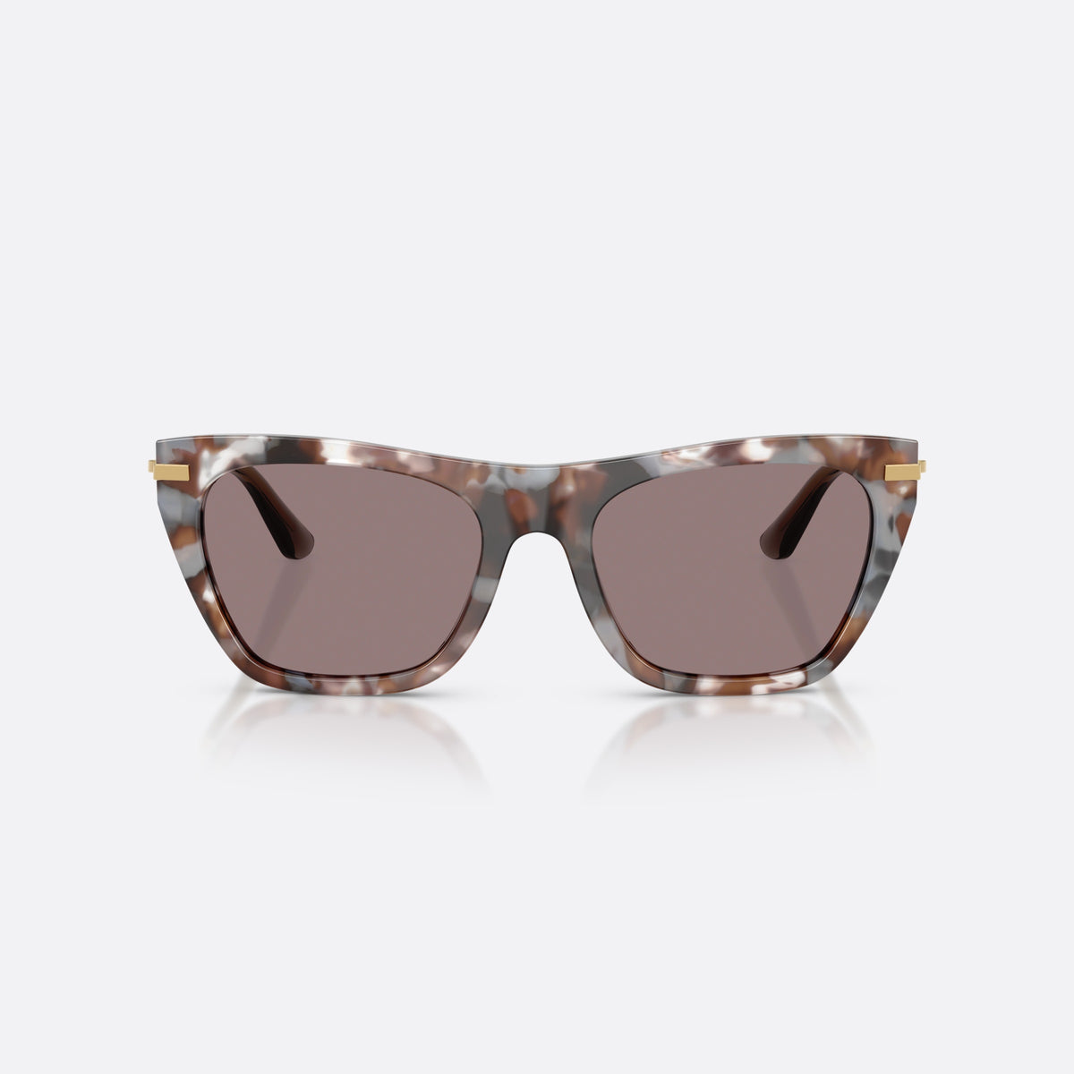 Dolce & Gabbana DG4511 34457N sunglasses, havana square frame for women, keyhole bridge, gold-tone brand plaque on temple, front view