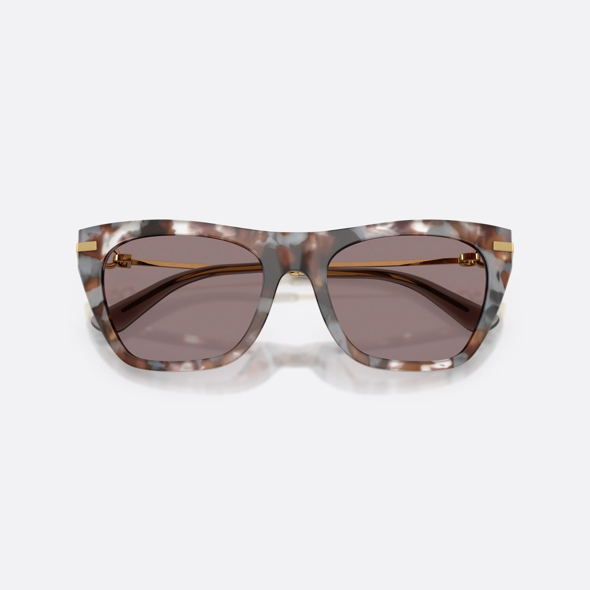 Dolce & Gabbana DG4511 34457N sunglasses, havana square frame for women, keyhole bridge, gold-tone brand plaque on temple, folded
