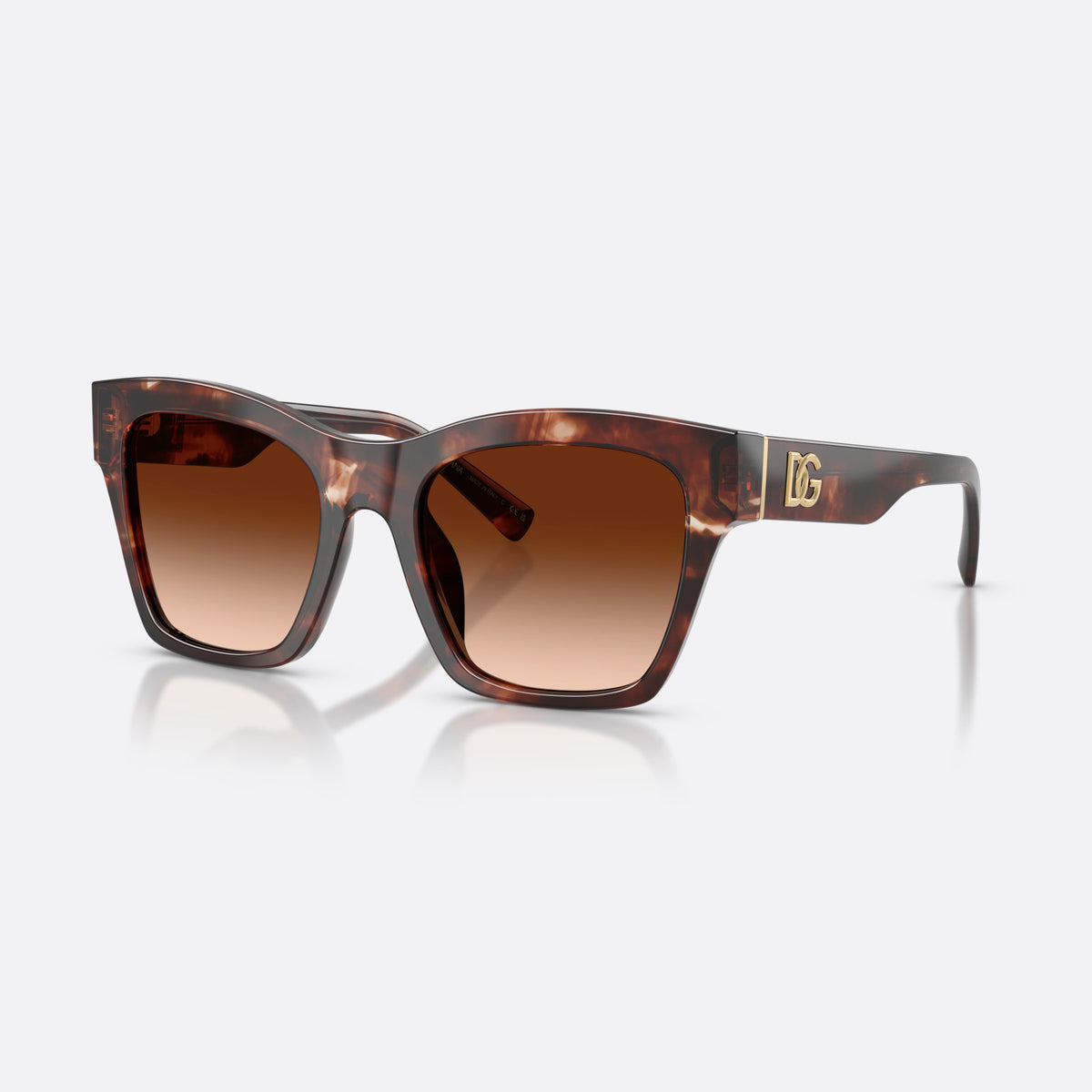 Dolce & Gabbana DG4512 322274 sunglasses, red square frame for women, plain double bridge, brand logo plaque on temple