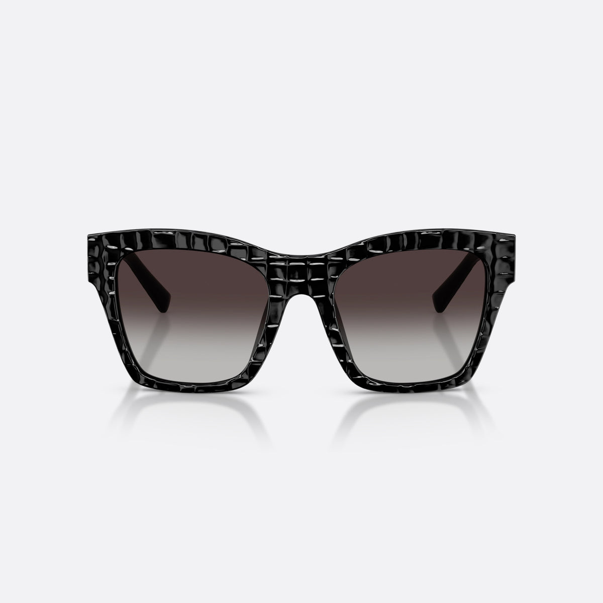 Dolce & Gabbana DG4512 32888G sunglasses, black square frame for women, plain double bridge, brand logo plaque on temple, front view