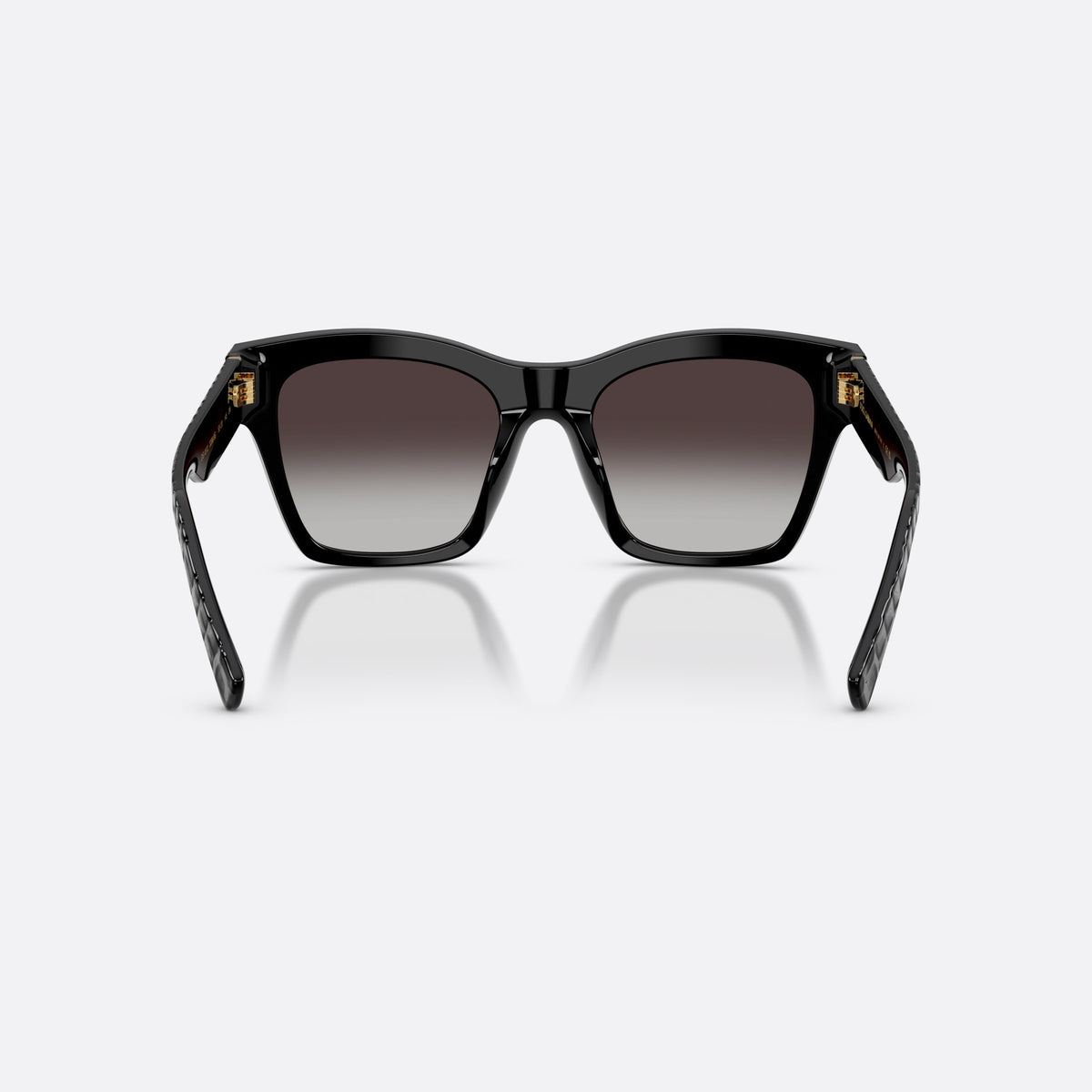 Dolce & Gabbana DG4512 32888G sunglasses, black square frame for women, plain double bridge, brand logo plaque on temple, back view