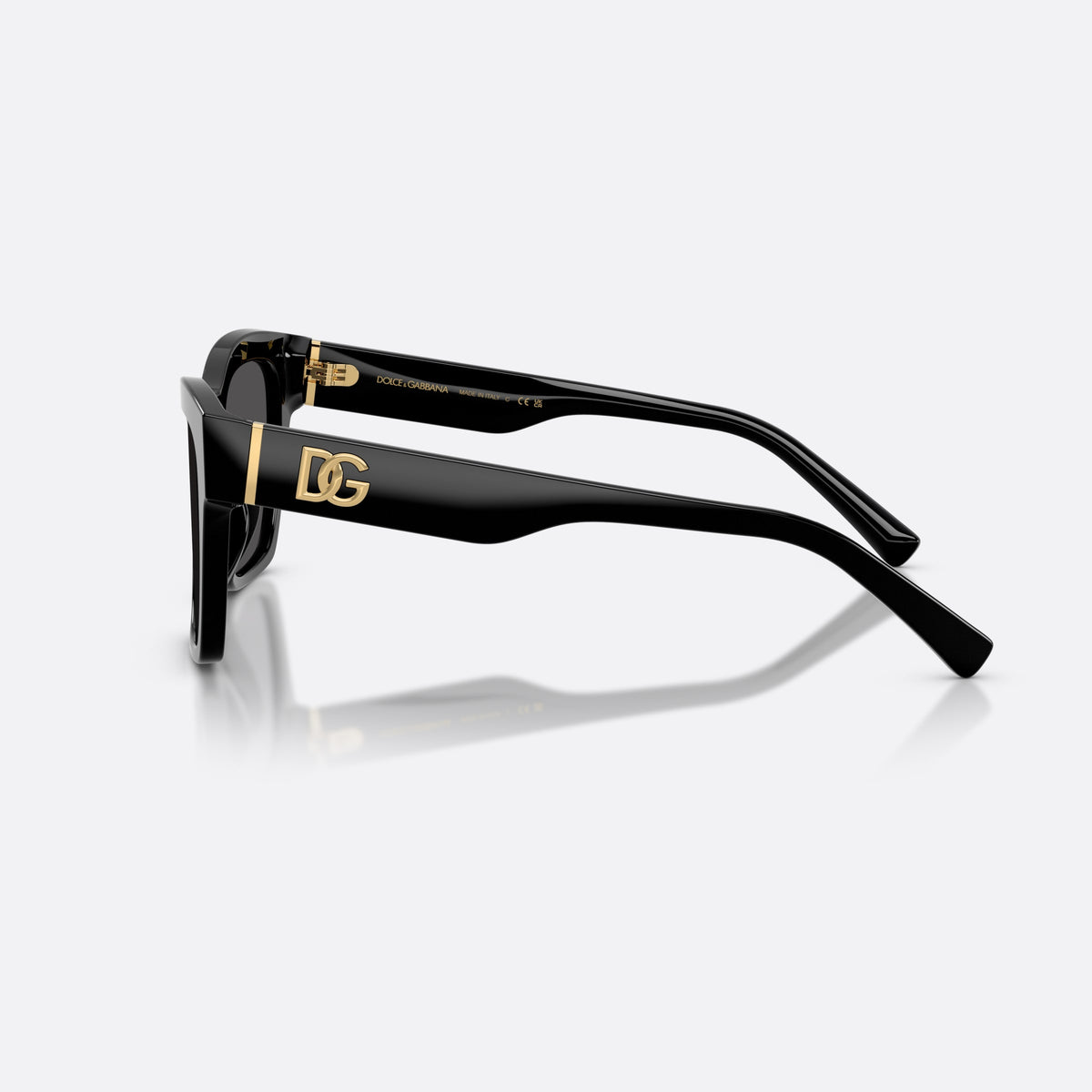 Ochelari de soare Dolce & Gabbana DG4512 501/87, patrati negru, pentru femei, punte simplă, logo al brandului pe braț, ramă completă, vedere laterală