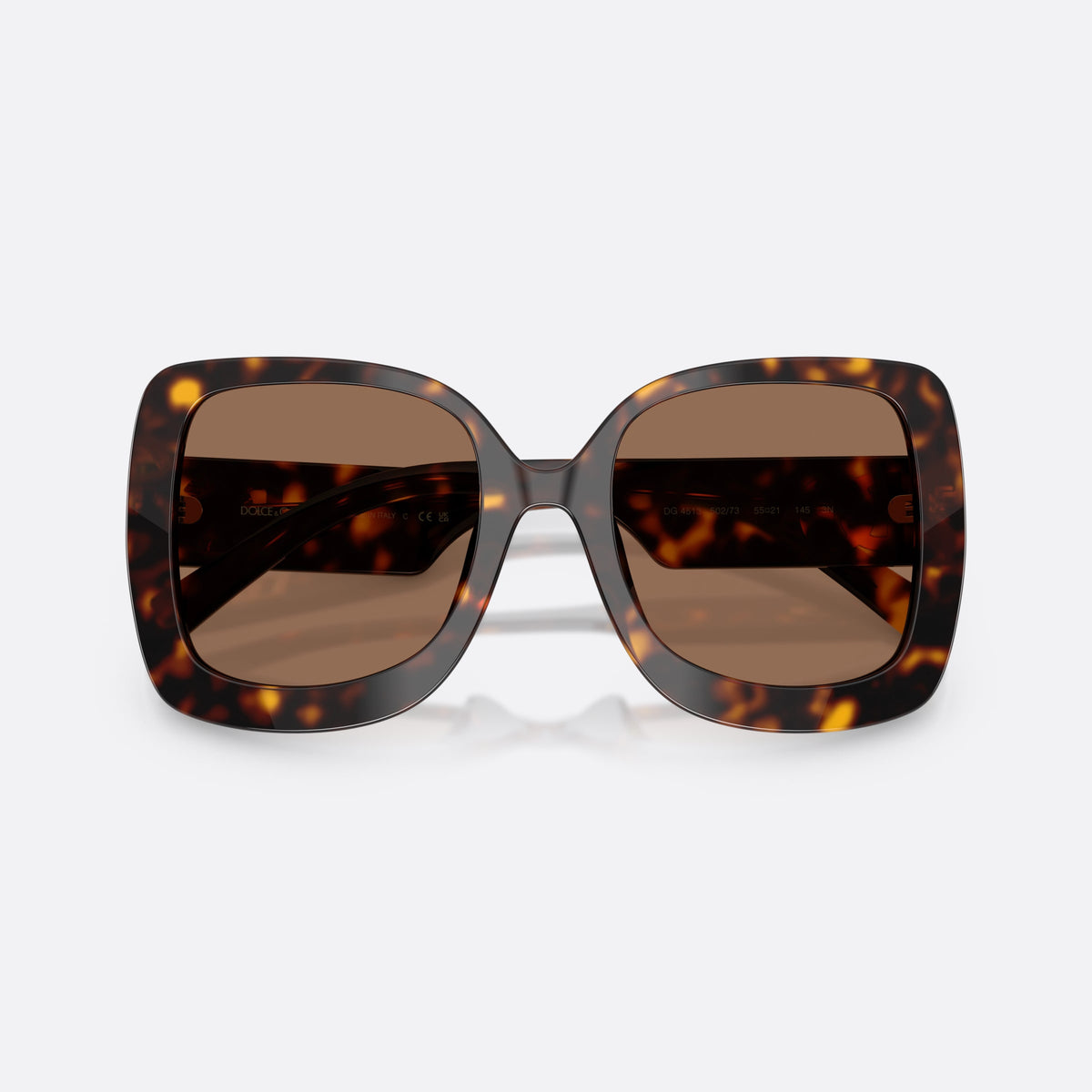 Dolce & Gabbana DG4513 502/73 sunglasses, havana square frame for women, plain bridge, integrated into frame, full-rim acetate frame, folded