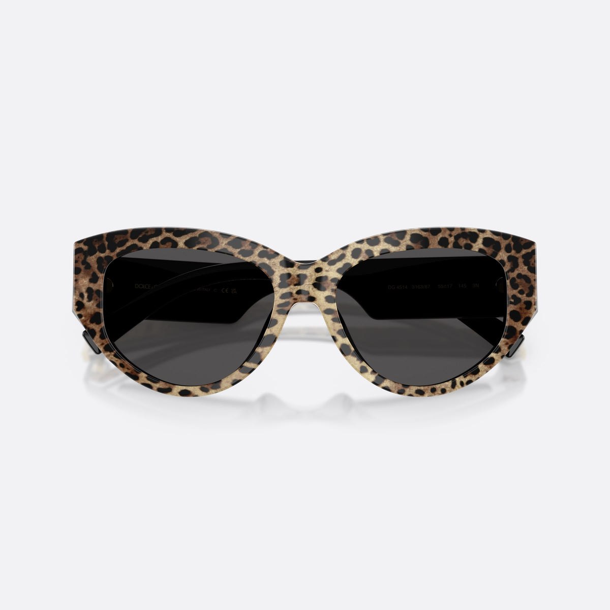 Dolce & Gabbana DG4514 316387 sunglasses, brown cat eye frame for women, plain bridge, brand logo on temple, full rim, folded