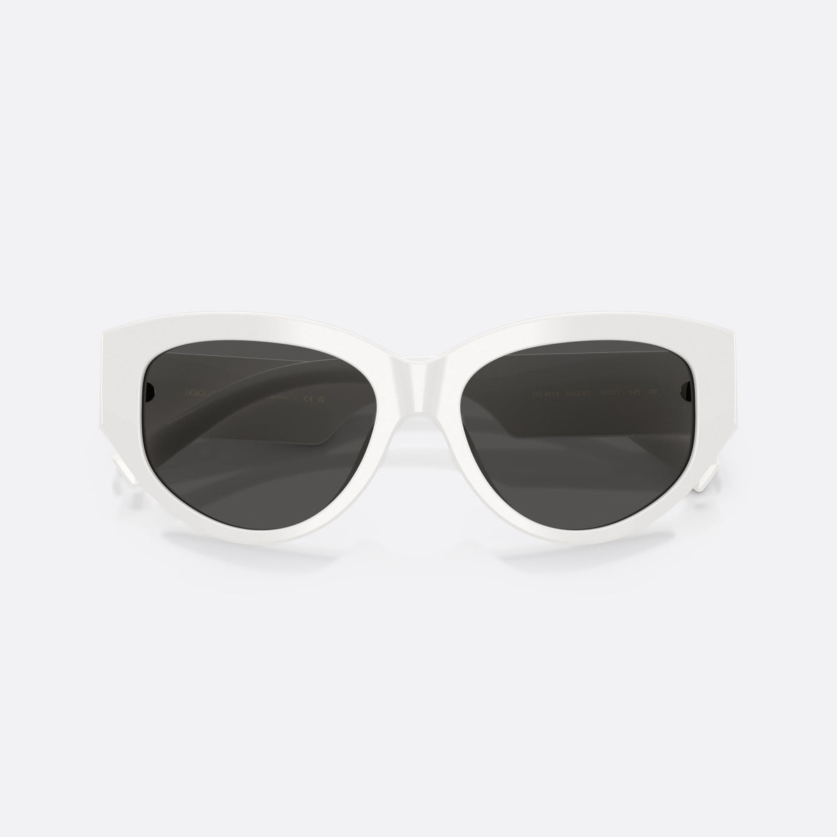 Ochelari de soare Dolce & Gabbana DG4514 331287, cat eye alb, pentru femei, punte simplă, logo-ul brandului pe braț, ramă completă, cu brațele pliate