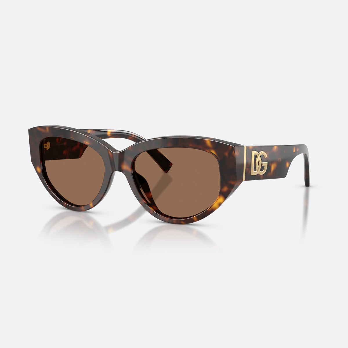 Dolce & Gabbana DG4514 502/73 sunglasses, havana cat eye frame for women, plain bridge, brand logo plaque on temple