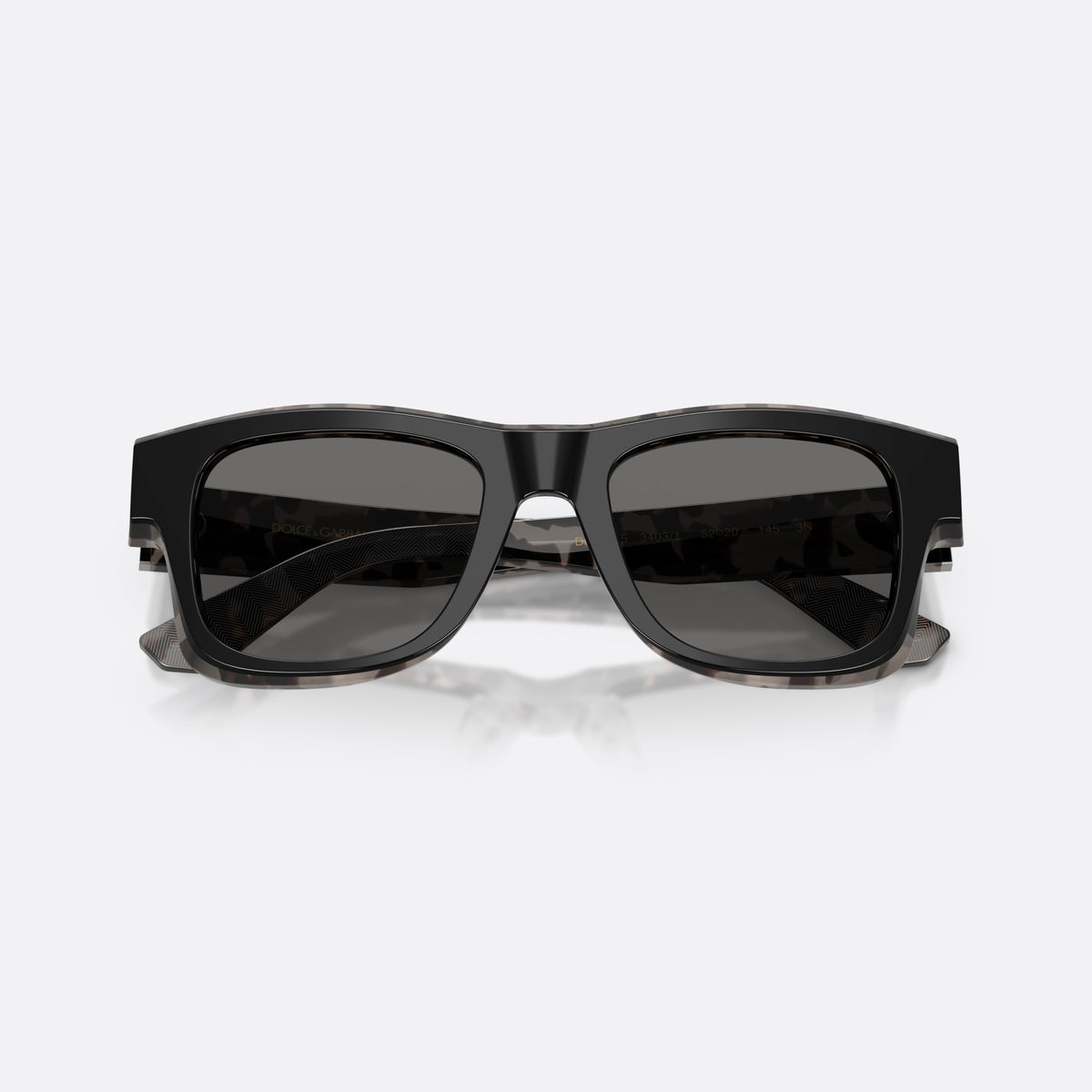 Ochelari de soare Dolce & Gabbana DG4515 3403/1, patrati negru, pentru bărbați, punte simplă, integrată în față, brațe late și plate, cu brațele pliate