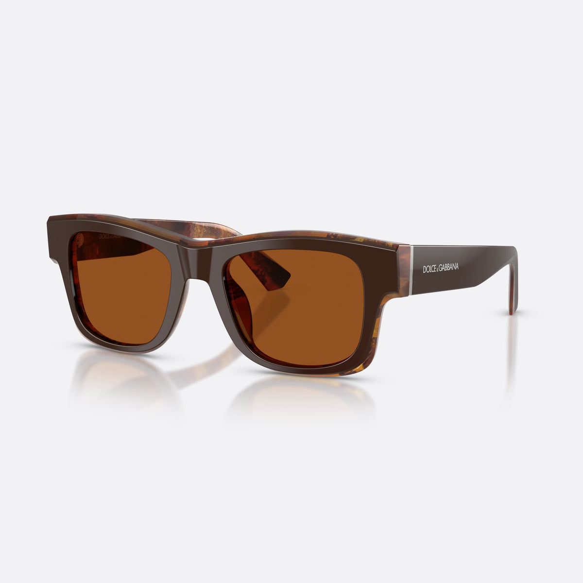 Dolce & Gabbana DG4515 345673 sunglasses, brown square frame for men, plain bridge, brand logo on temple, wide flat temples