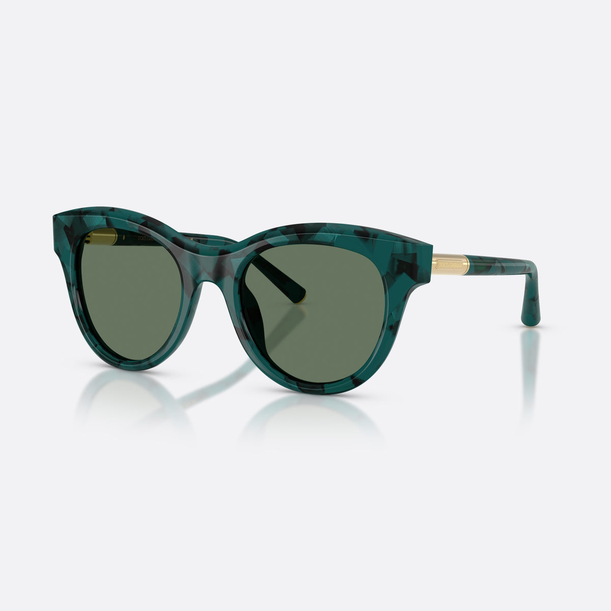 Dolce & Gabbana DG4518 3460/2 sunglasses, green phantos frame for women, keyhole bridge, brand lettering on temples, full-rim frame