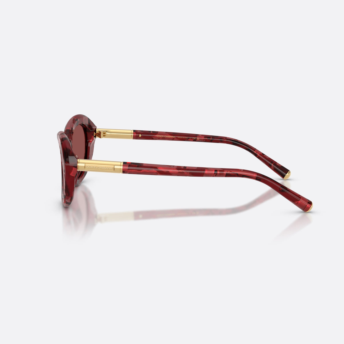 Ochelari de soare Dolce & Gabbana DG4519 346375, ovali roșu, pentru femei, punte simplă integrată, fără logo vizibil al brandului, vedere laterală