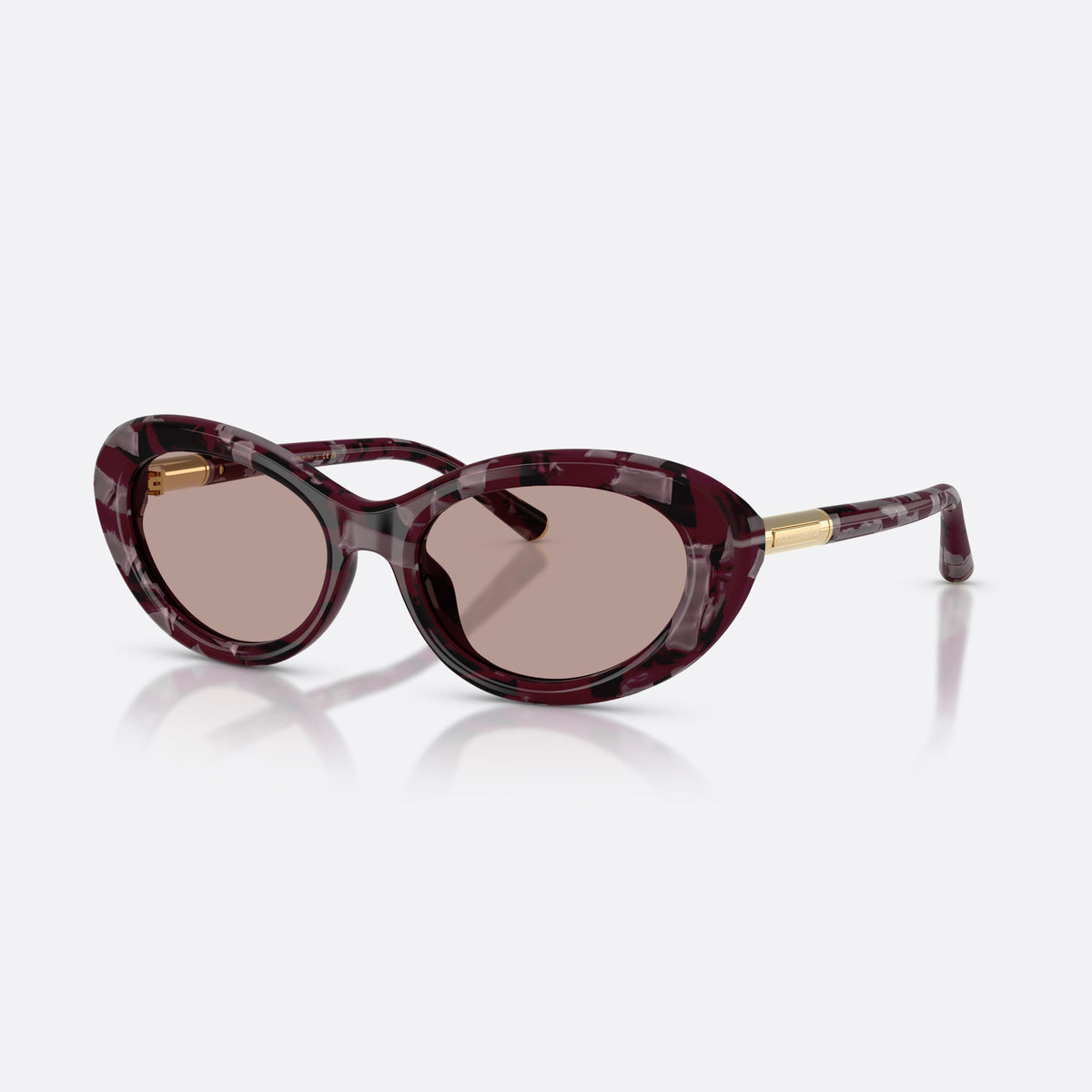 Dolce & Gabbana DG4519 34647N sunglasses, violet oval frame for women, plain bridge, brand lettering on temple, gold-tone hinges