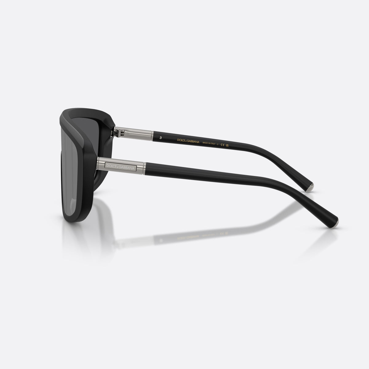 Ochelari de soare Dolce & Gabbana DG4520 25256G, rectangulari negru, pentru bărbați, literele brandului pe brațe, brațe subțiri, conice, vedere laterală