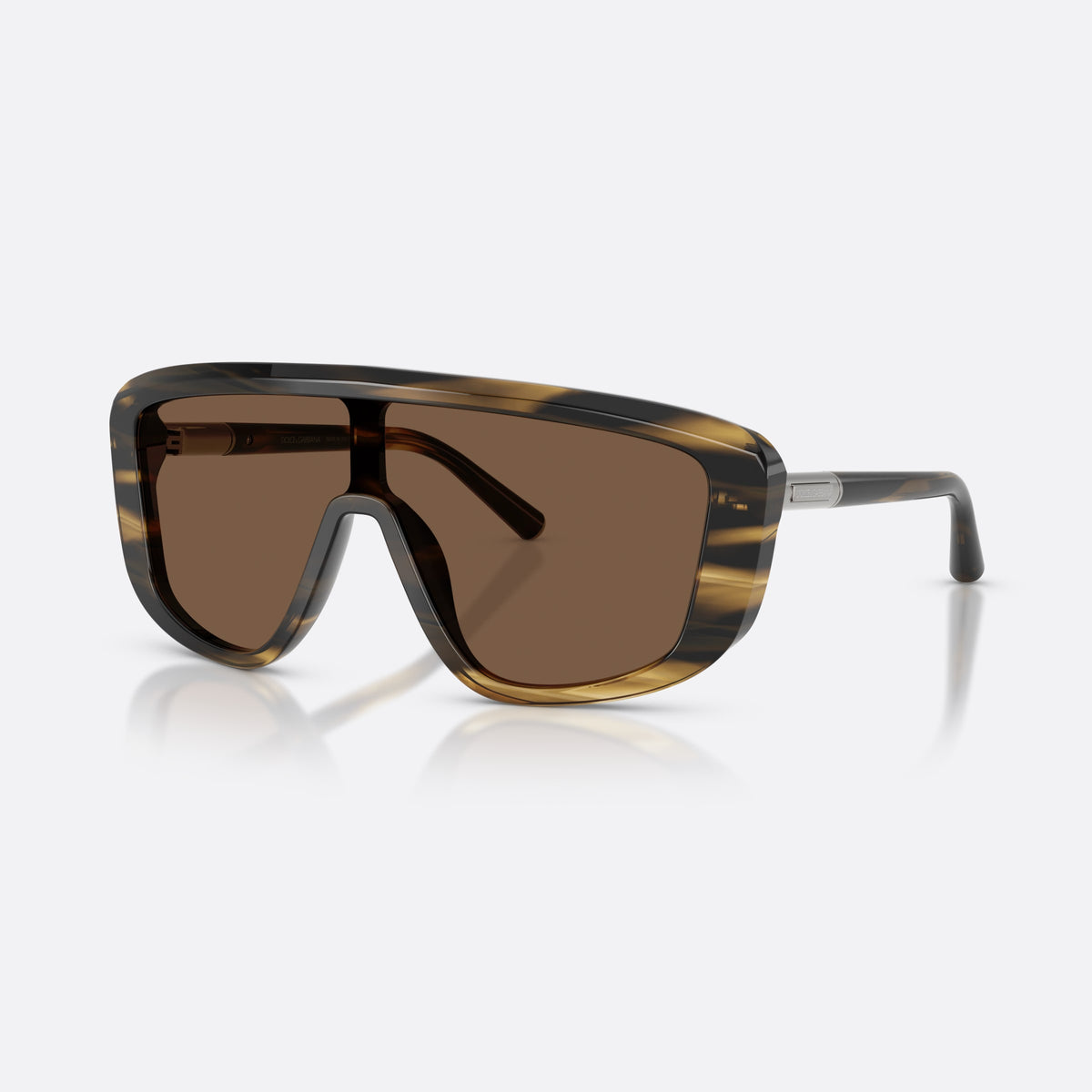 Dolce & Gabbana DG4520 306373 sunglasses, havana rectangle frame for men, integrated single bridge, brand lettering on temples