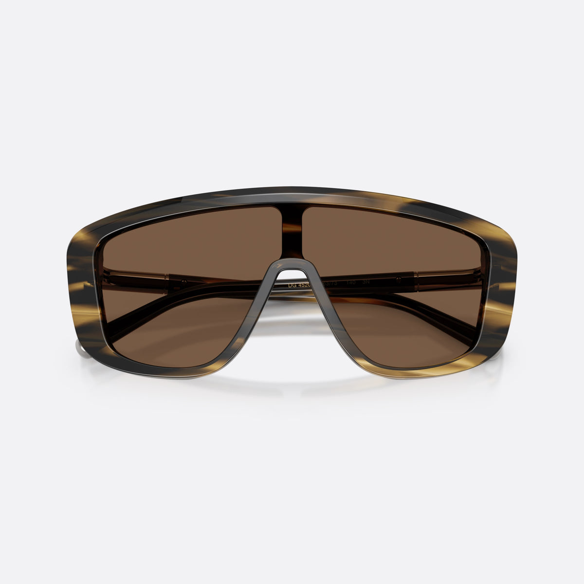 Dolce & Gabbana DG4520 306373 sunglasses, havana rectangle frame for men, integrated single bridge, brand lettering on temples, folded