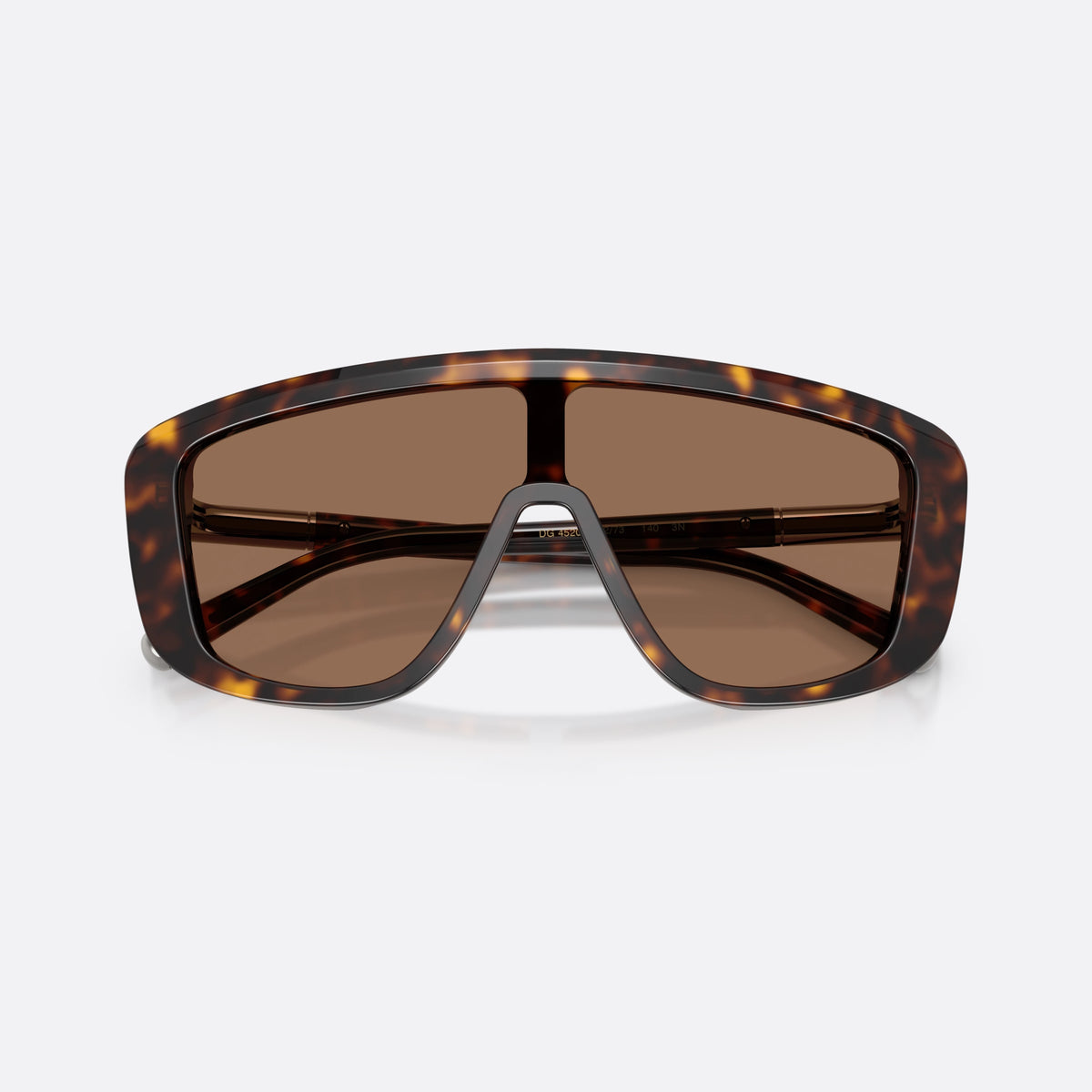 Dolce & Gabbana DG4520 502/73 sunglasses, havana rectangle frame for men, brand lettering on temples, slim straight temples, folded