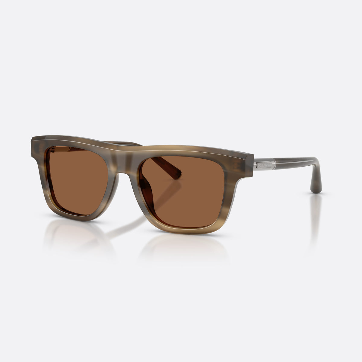 Dolce & Gabbana DG4521 3200OK sunglasses, brown square frame for men, plain bridge, brand lettering on temples, full-rim frame