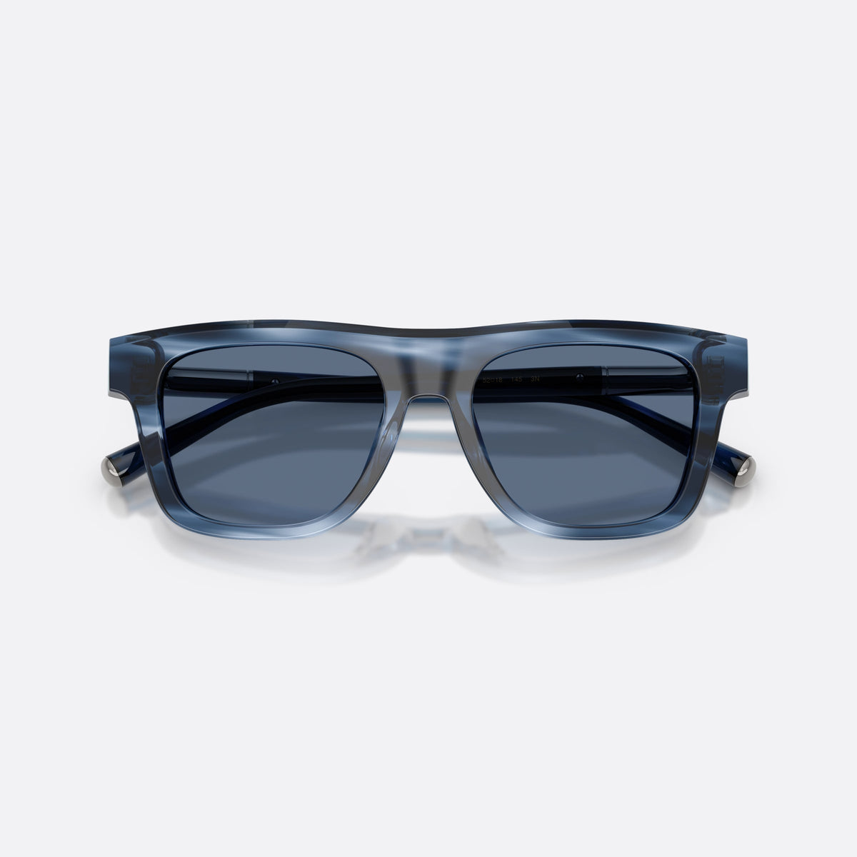 Dolce & Gabbana DG4521 344880 sunglasses, blue square frame for men, plain bridge, brand lettering on temples, full-rim frame, folded