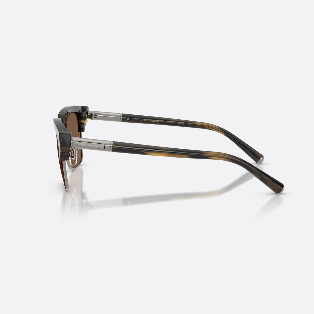 Dolce & Gabbana DG4522 306373 sunglasses, havana square frame for men, double metal bridge, brand logo on temple, side view