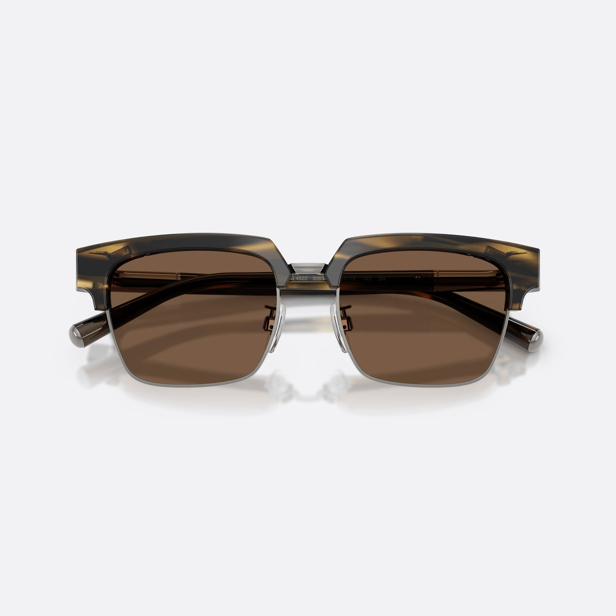 Dolce & Gabbana DG4522 306373 sunglasses, havana square frame for men, double metal bridge, brand logo on temple, folded