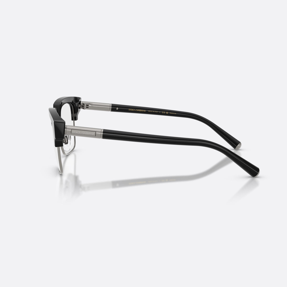 Dolce & Gabbana DG4522 501/M3 sunglasses, black square frame for men, metal double bridge with dark acetate top, side view