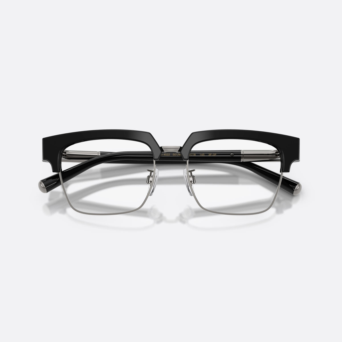 Dolce & Gabbana DG4522 501/M3 sunglasses, black square frame for men, metal double bridge with dark acetate top, folded