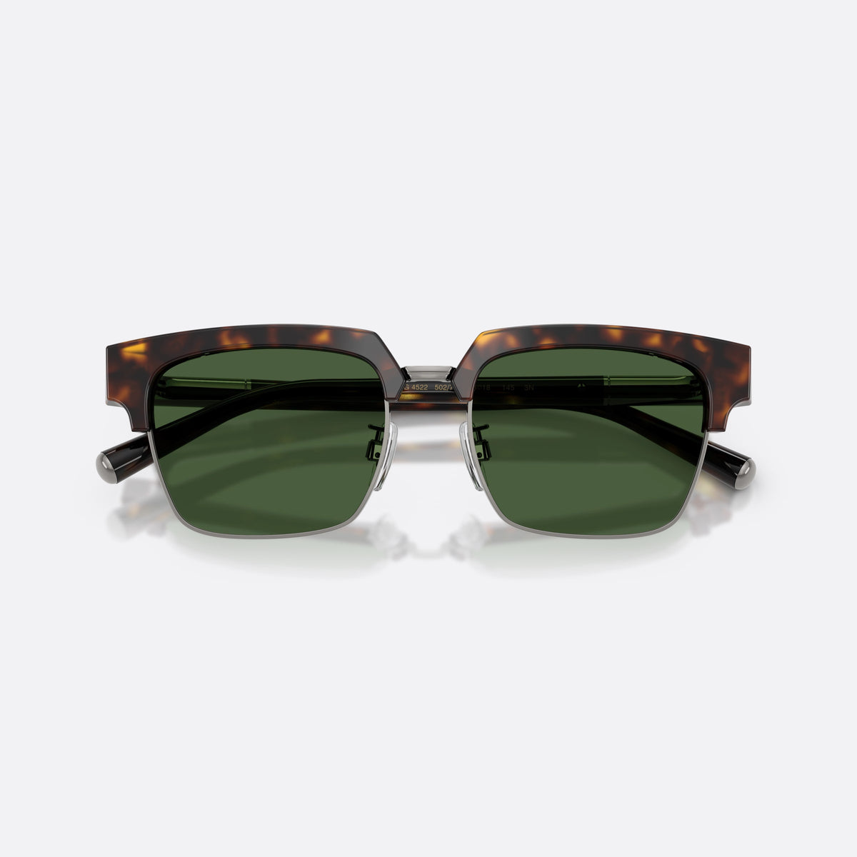 Dolce & Gabbana DG4522 502/71 sunglasses, havana square frame for men, metal saddle bridge, brand lettering on temples, folded
