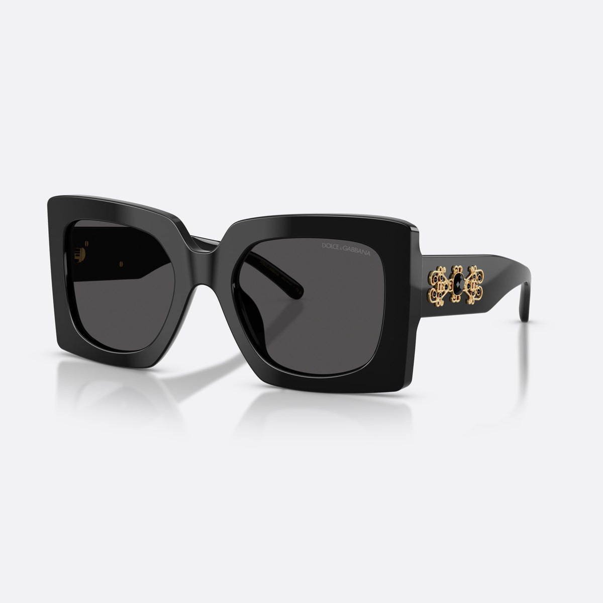 Dolce & Gabbana DG4525B 501/87 sunglasses, black square frame for women, plain bridge with wide center, full-rim frame