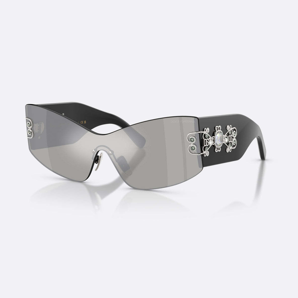 Dolce & Gabbana DG4526B 501/6G sunglasses, black cat eye frame for women, brand lettering on temples, wide black temples