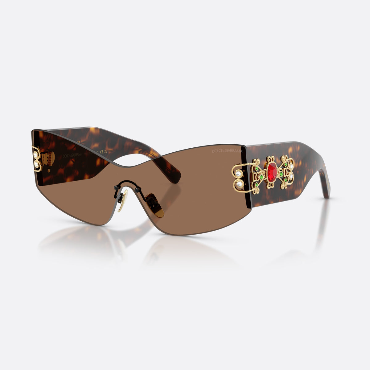 Dolce & Gabbana DG4526B 502/73 sunglasses, havana cat eye frame for women, brand lettering on temples, wide tapered temples