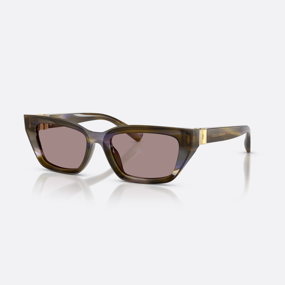 Dolce & Gabbana DG4532 3447LA sunglasses, green cat eye frame for women, plain bridge, brand lettering on temples, full rim