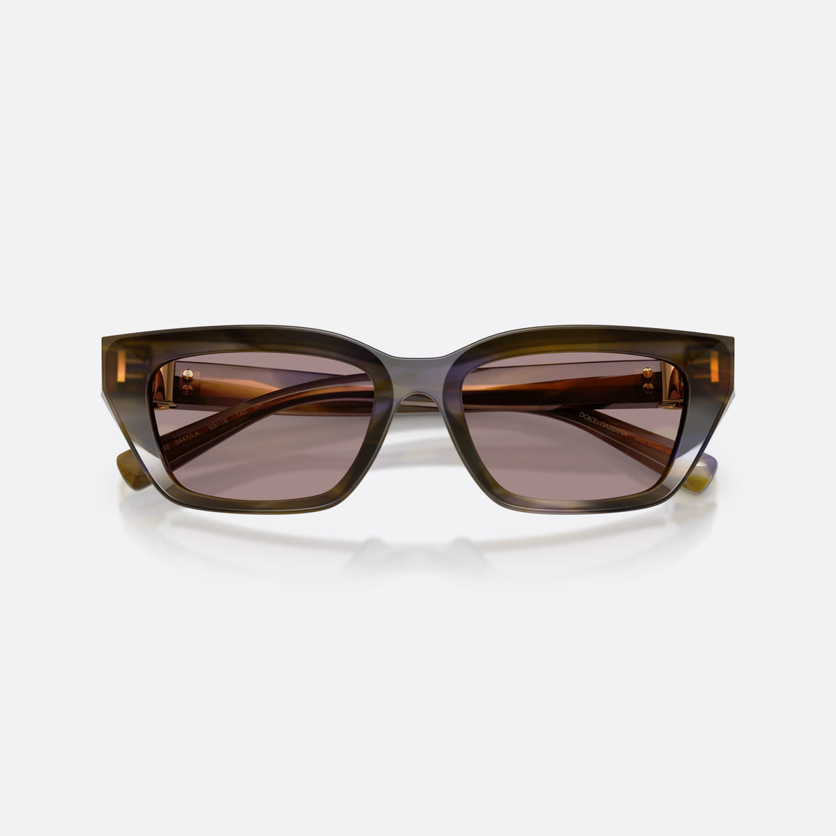 Dolce & Gabbana DG4532 3447LA sunglasses, green cat eye frame for women, plain bridge, brand lettering on temples, full rim, folded