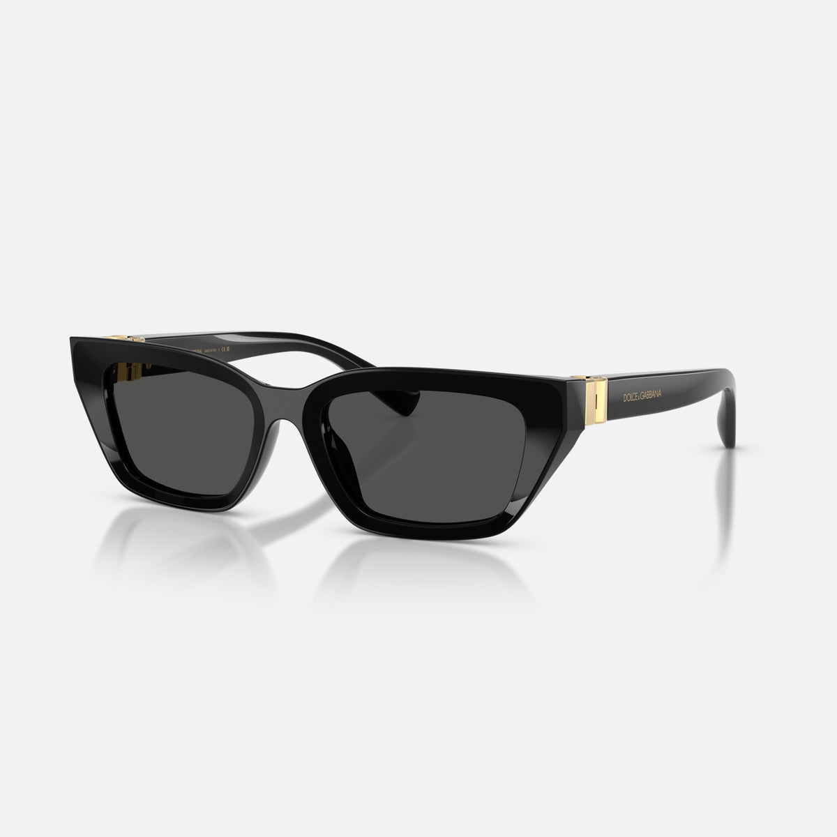 Dolce & Gabbana DG4532 501/87 sunglasses, black cat eye frame for women, plain double bridge, brand lettering on temples