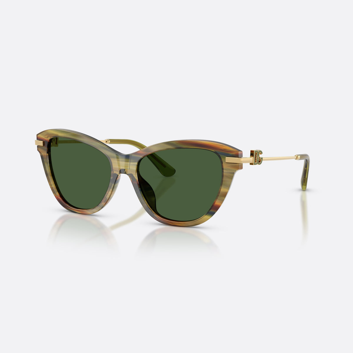 Ochelari de soare Dolce & Gabbana DG4534 347571, fluture verde, pentru femei, punte integrată simplă, logo-ul brandului pe brațe