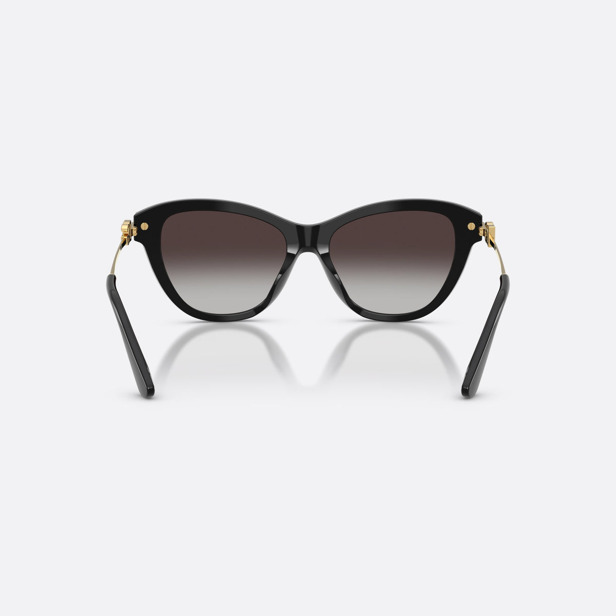 Dolce & Gabbana DG4534 501/8G sunglasses, black butterfly frame for women, plain bridge, brand logo plaque on temple, back view