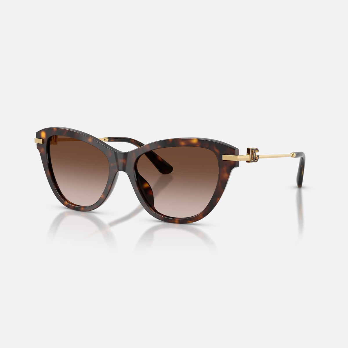 Dolce & Gabbana DG4534 502/13 sunglasses, havana butterfly frame for women, plain bridge, brand logo plaque on temple