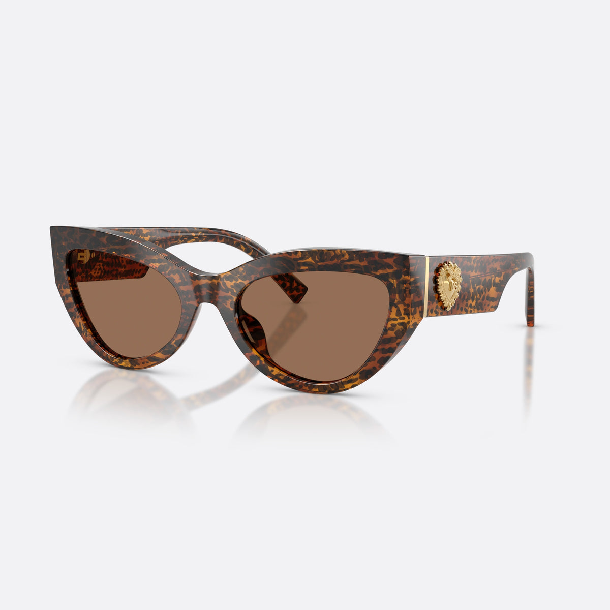 Dolce & Gabbana DG4536 347073 sunglasses, brown cat eye frame for women, keyhole bridge, brand logo on temple plaque